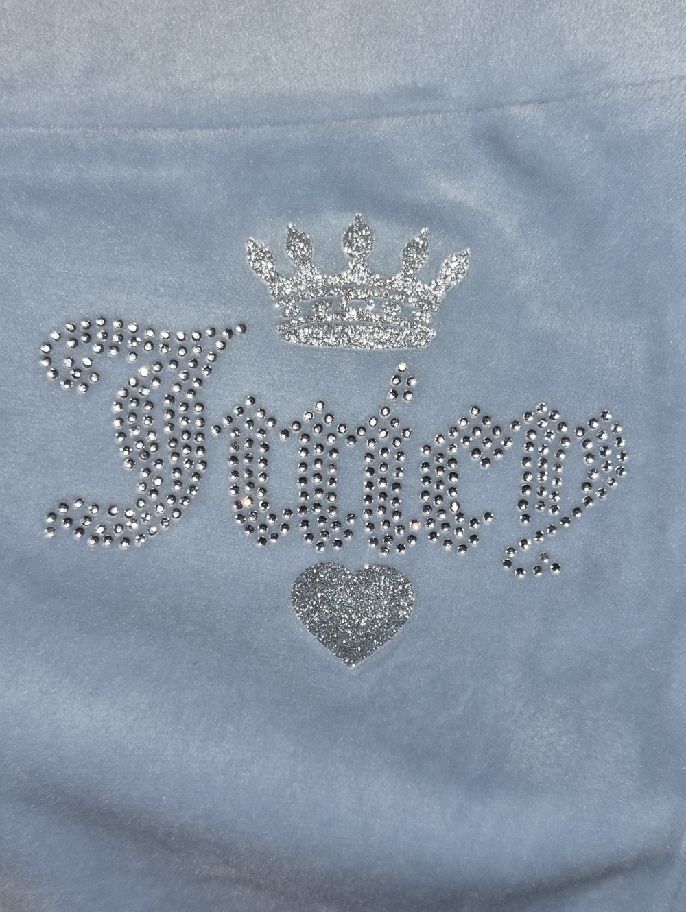 Juicy Couture NEW Velour crown Track Pant Vtg Style  Light Blue Rhinestone Bling - Picture 2 of 8